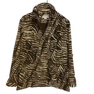JOSEPHAINE STUDIO ANIMAL PRINT ZIP-UP JACKET WITH ADJUSTABLE DRAWSTRING/Size MP